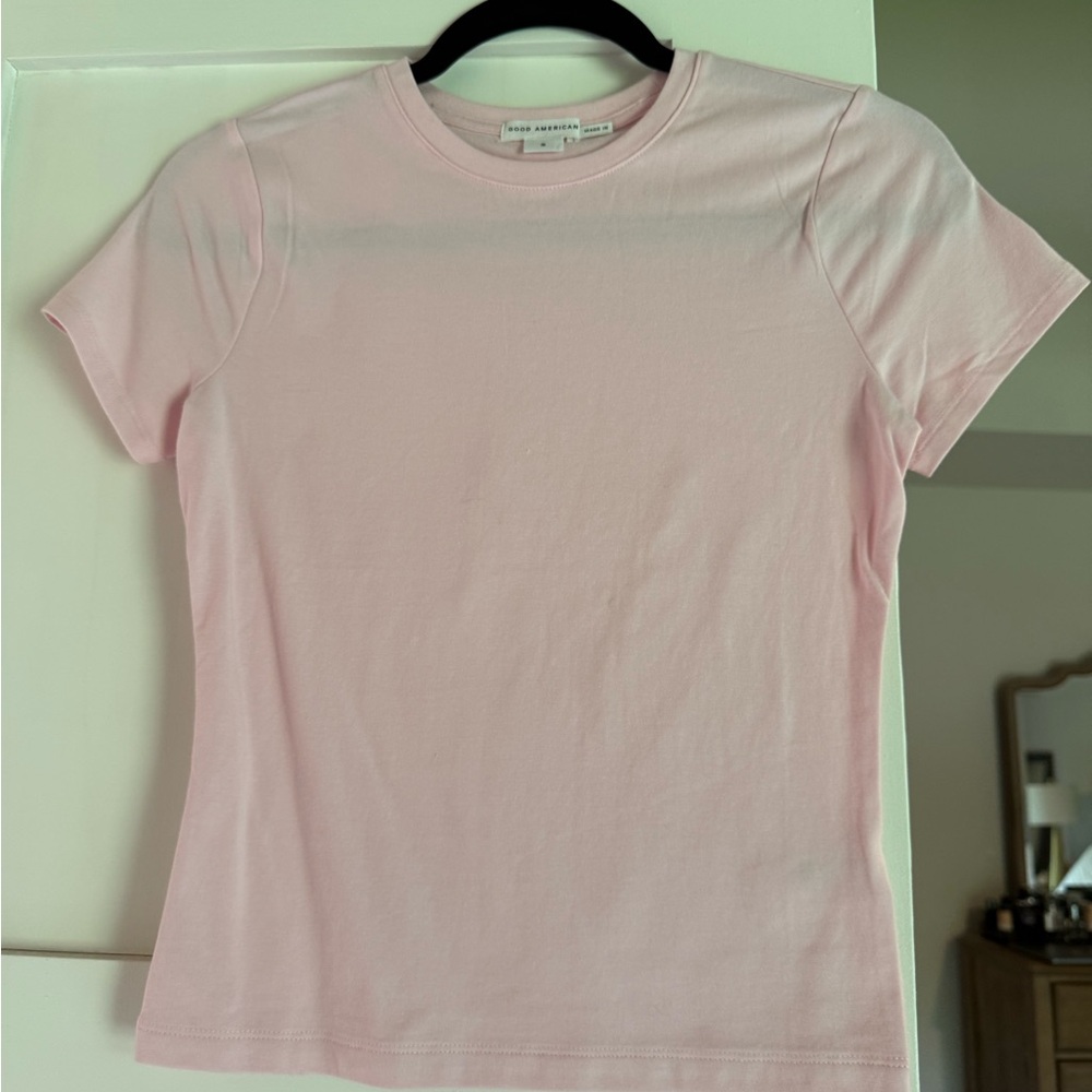 Good American Pink Fitted Short Sleeve Tee